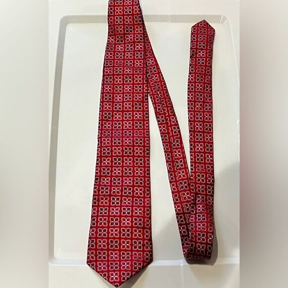 Ermenegildo Zegna tie 100% Silk Red Black Light Blue Size XL Made in Italy - Picture 1 of 7